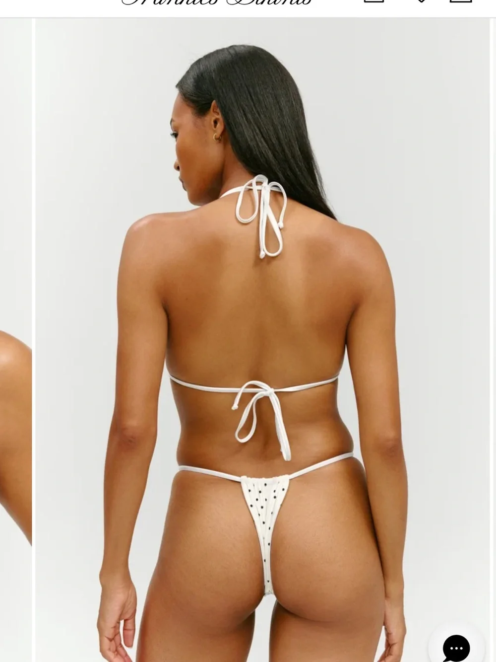 Frankie's Bikinis White Polka Dot Bikini with Matching Silk Head Scarf